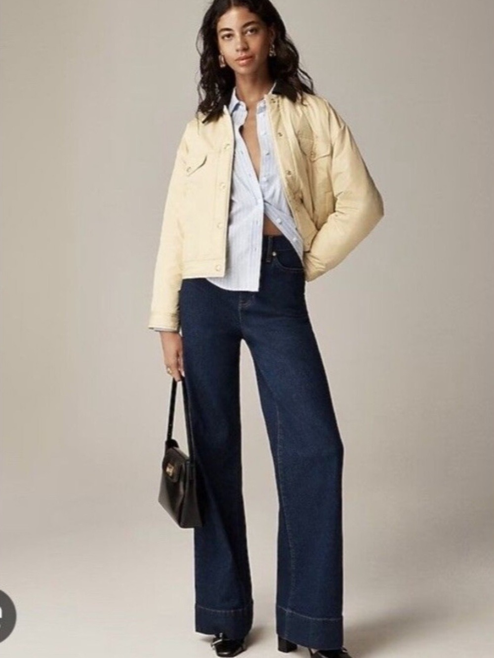 J. Crew High Rise Wide Leg Denim Trousers in Resin Rinse